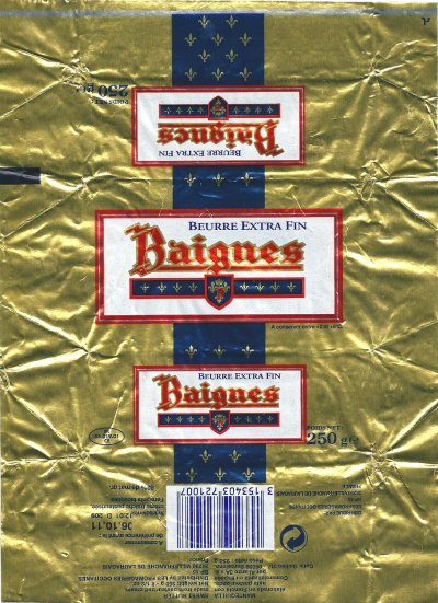 Baignes beurre extra fin 250g FR 85.019.01 CE Poitou-Charentes  France
