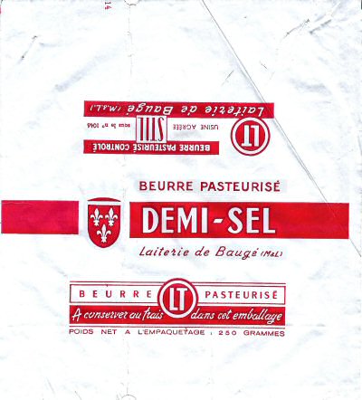 LT beurre pasteurisé demi-sel laiterie de Baugé usine agréée n° 1044 250g Pays de Loire France