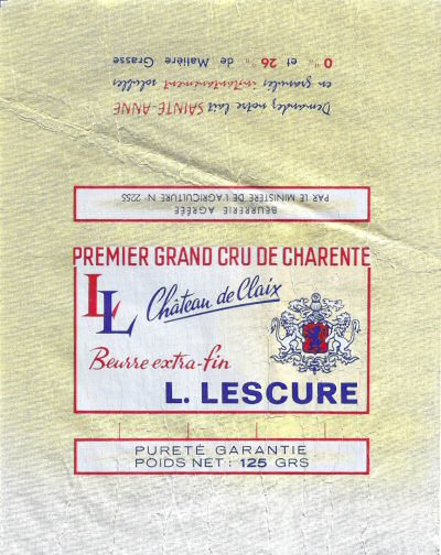 LL L. Lescure château de Claix premier grand cru de Charente 125g Poitou-Charentes France