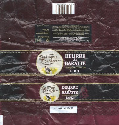 Isigny Ste Mère beurre de baratte doux fabriqué en Normandie 250g FR 14.342.001 CE France