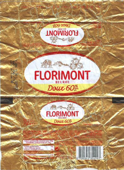 Florimont beurre doux 60% 250g FR 63.113.051 CE Auvergne-Rhône-Alpes France