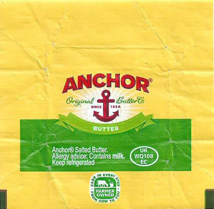 Anchor original butter since 1886 UK WQ108 EC farmer owned