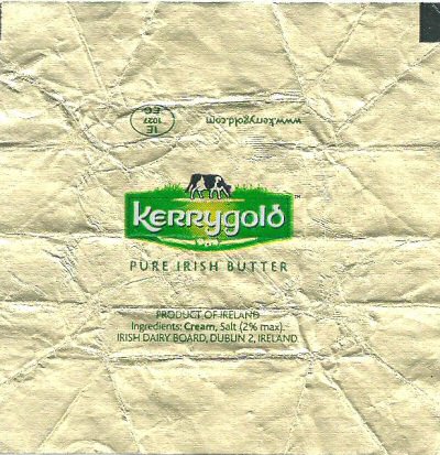 Kerrygold pure irish butter product of Ireland irish dairy board Dublin IE 1027 EC Irlande