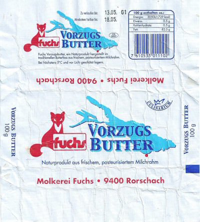fuchs vorzugs butter molkerei fuchs 9400 Rorschach 100g culinarium CH 2437 Suisse