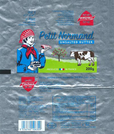 petit normand Fléchard unsalted butter produced in France 200g FR .096.001 CE 