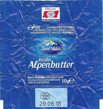 Tiroler alpenbutter tirol milch AT 70149 EG 10g 