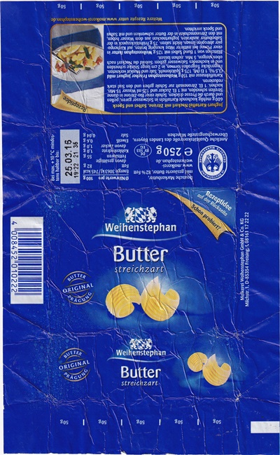 Butter original Weihenstephan 250g DE BY 103 EG Bavière