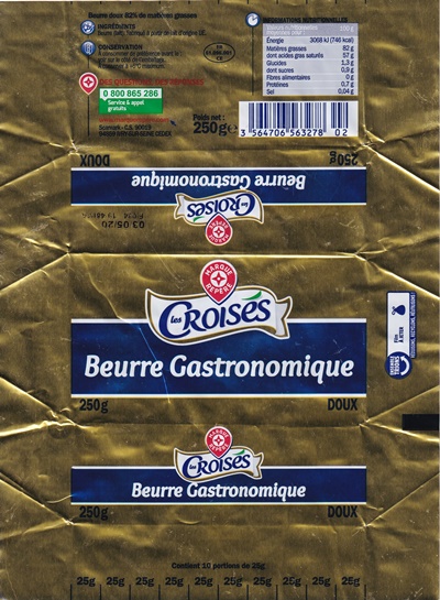 Les croisés beurre gastronomique doux 250g FR 61.096.001 CE Normandie