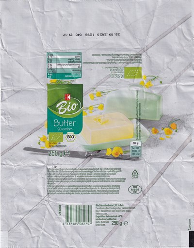 Bio butter süssrahm 250g DK M 199 EC