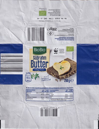 BIoBio süssrahm butter WWF 250g DK M199 EC 