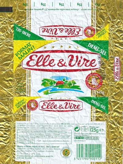 Elle & Vire demi-sel format malin ! 125g FR 50.139.01 CE Normandie France