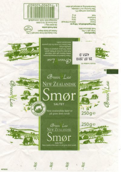 Smor saltet green lea new zealand 250g DK 4592 EC Danemark