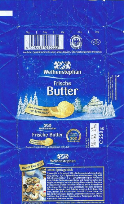 Weihenstephan frische butter rezept-idee nr. 1 250g DE BY 103 EG Bavière Allemagne