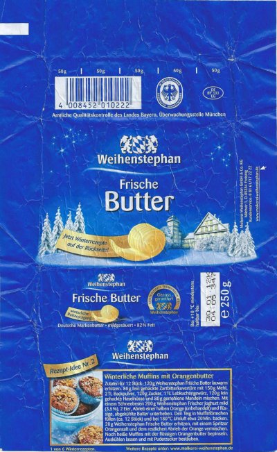 Weihenstephan frische butter rezept-idee nr. 2 250g DE BY 103 EG Bavière Allemagne