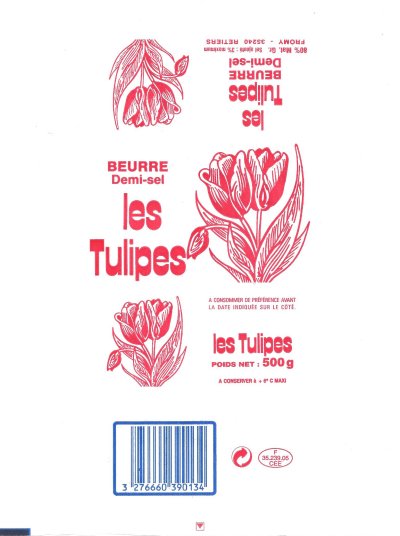 Les tulipes beurre pasteurisé demi-sel 500g F 35.239.05 CEE Bretagne France