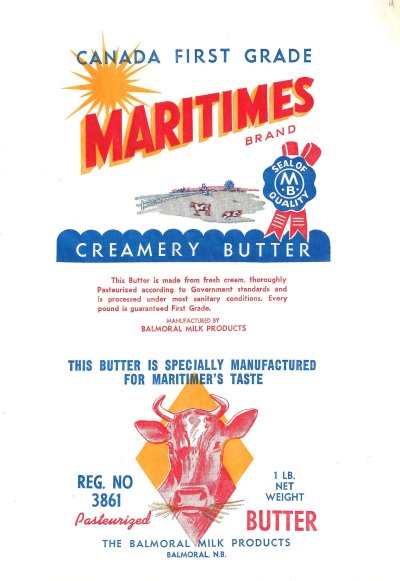 Maritimes brand creamery butter pasteurized butter Canada first grade 1 lb. net weight 454g