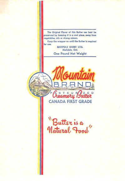 Moutain brand pasteurizedcreamery butter Canada first grade butter is a natural food one pound 454g Maypole dairy Québec