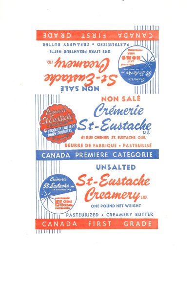 Crèmerie St-Eustache beurre de fabrique pasteurisé Canada première catégorie unsalted Québec