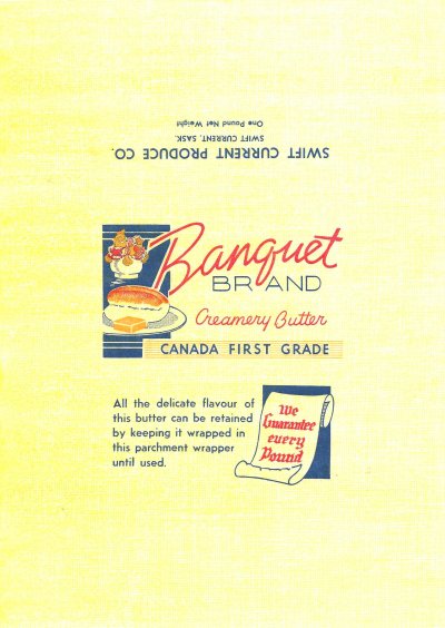 Banquet brand creamery butter Canada first grade swift current produce one pound Alberta