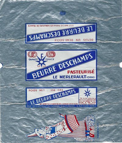 Beurre Deschamps depuis un demi-siècle pasteurisé Le Merlerault Orne qualité France 250g Normandie