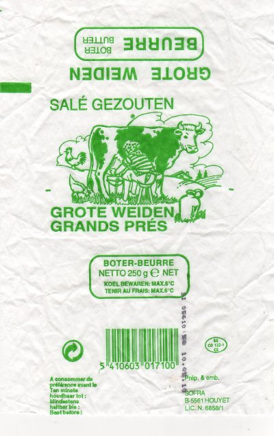 Grote weiden grands prés boter beurre salé gezouten 250g BE CO 122-1  CE Belgique