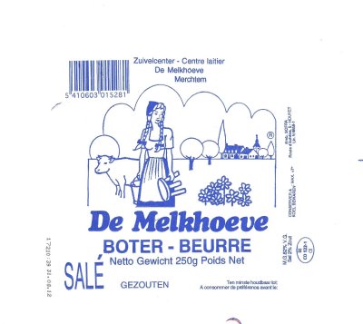 De Melkhoeve boter beurre salé gezouten 250g BE CO 122-1 CE Belgique