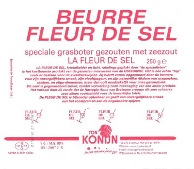 La fleur de sel beurre ton konijn 250g BE CO 122-1 CE Belgique