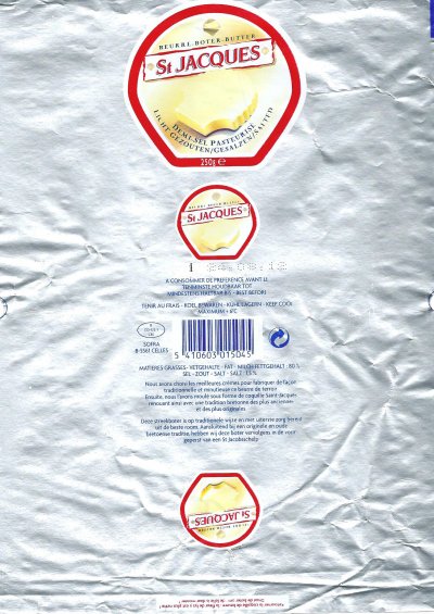 St Jacques beurre boter butter demi-sel pasteurisé licht gezouten 250g B CO 122-1 CEE Belgique